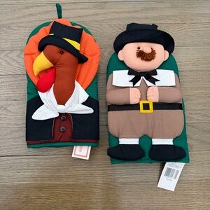 NWT Vintage Winfield Trading Collectible Thanksgiving Hot Mitts Oven Mitt Set